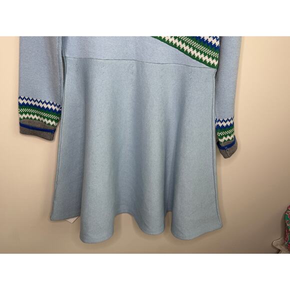 Maeve Striped 3/4 Sleeve Collared Fit & Flare Mini Dress Blue Green Women Medium - Picture 10 of 10